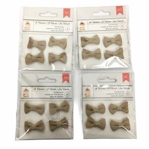 16 Mini Burlap Bows Adhesive Dot Back Scrapbooking Crafting Wedding Baby Shower